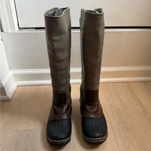 ✨SOLD✨ Sorel Slimpack II Leather Black and Brown Boots | Weatherproof | Size 7.5